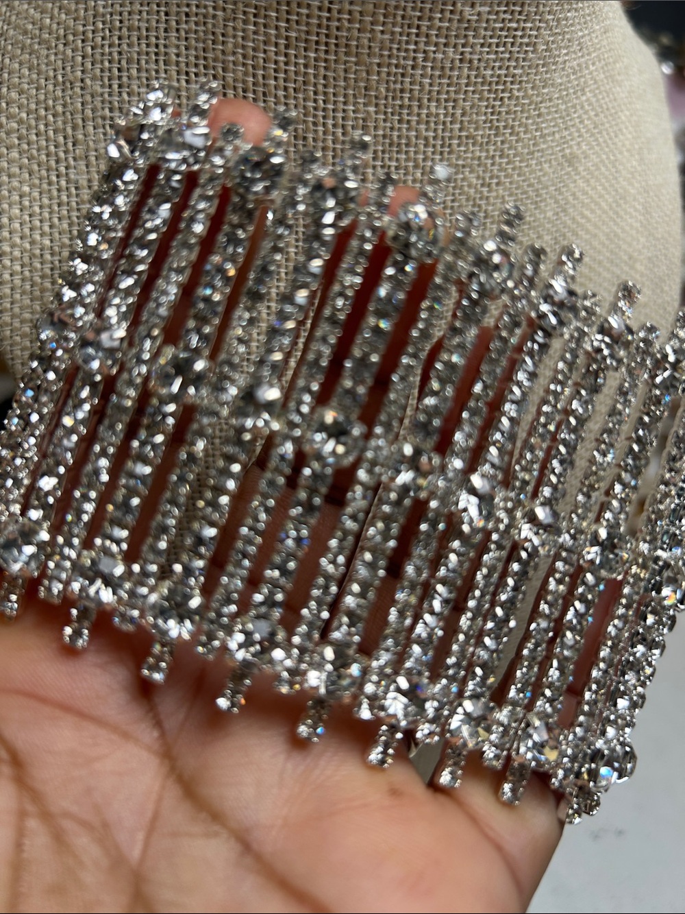 Silver Crystal Rhinestone bracelet cuff - Picture 2 of 3
